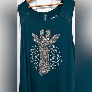 Torrid, Giraffe Tank Top, Crew Neck, Womens 5X - Size 28, Teal Color